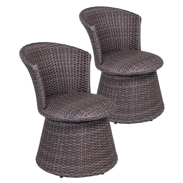 Bay Isle Home Wicker Swivel Stool Chair Indoor Outdoor Rattan Chair